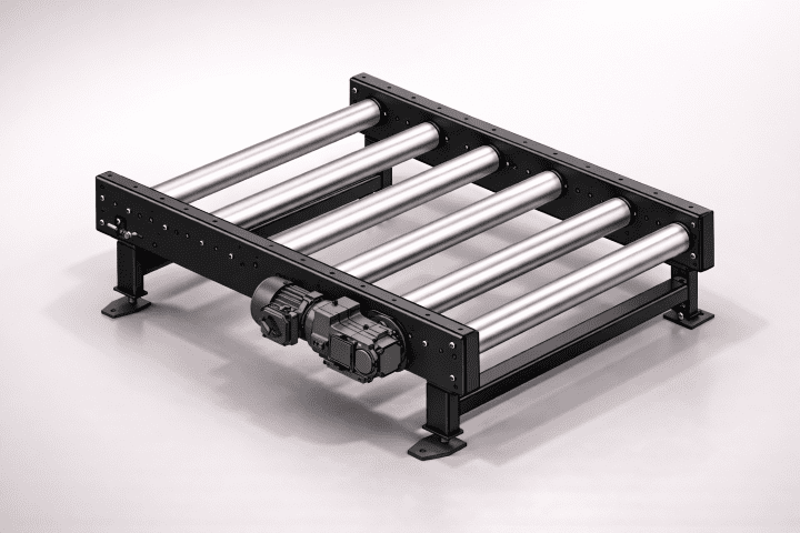 Ajamiga rullkonveier kaubaaluste transportimiseks laos