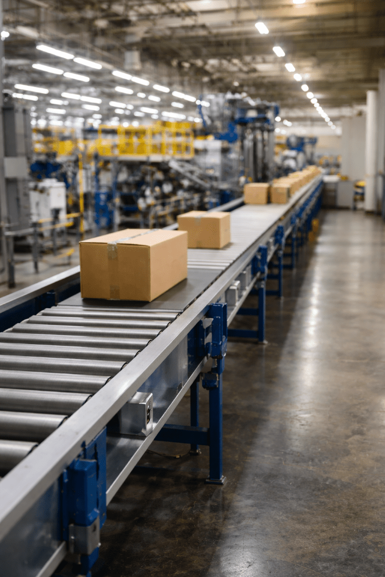 Konveiersüsteem pakkide sorteerimisliinil